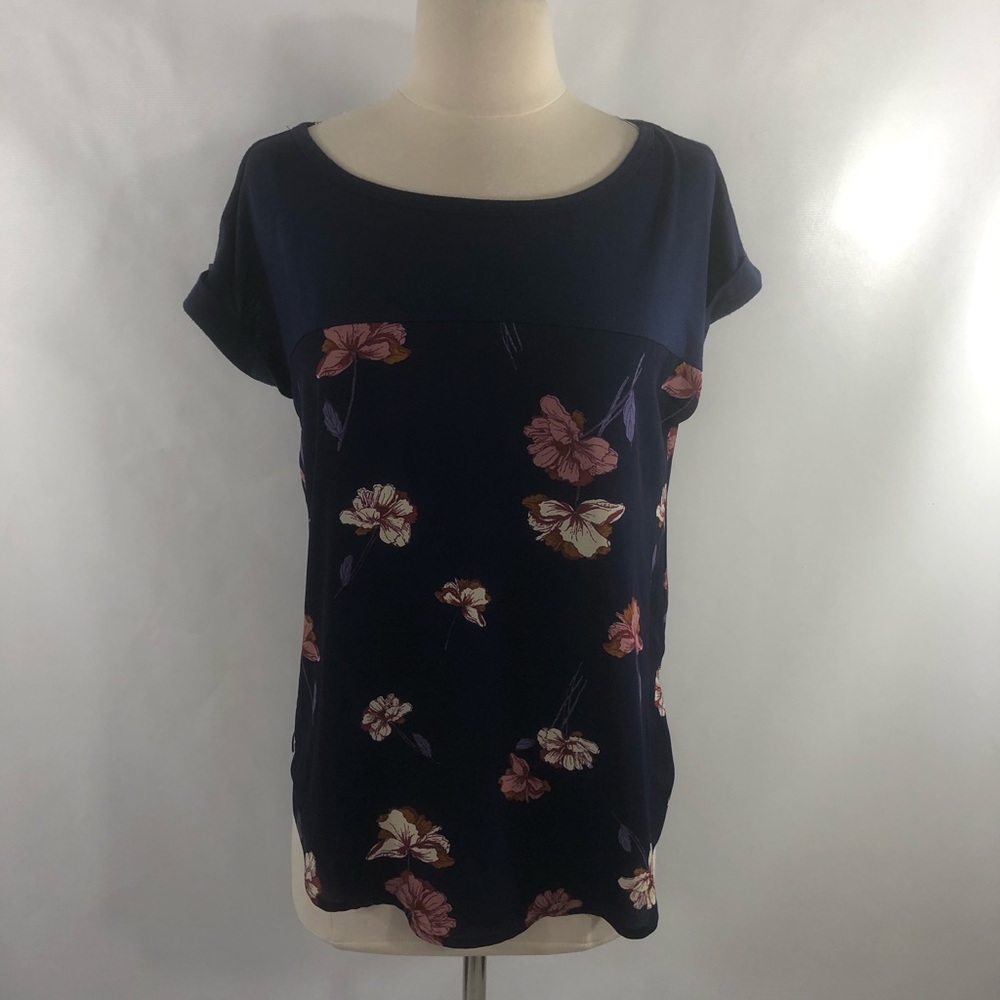 Navy blue tunic with flowers
